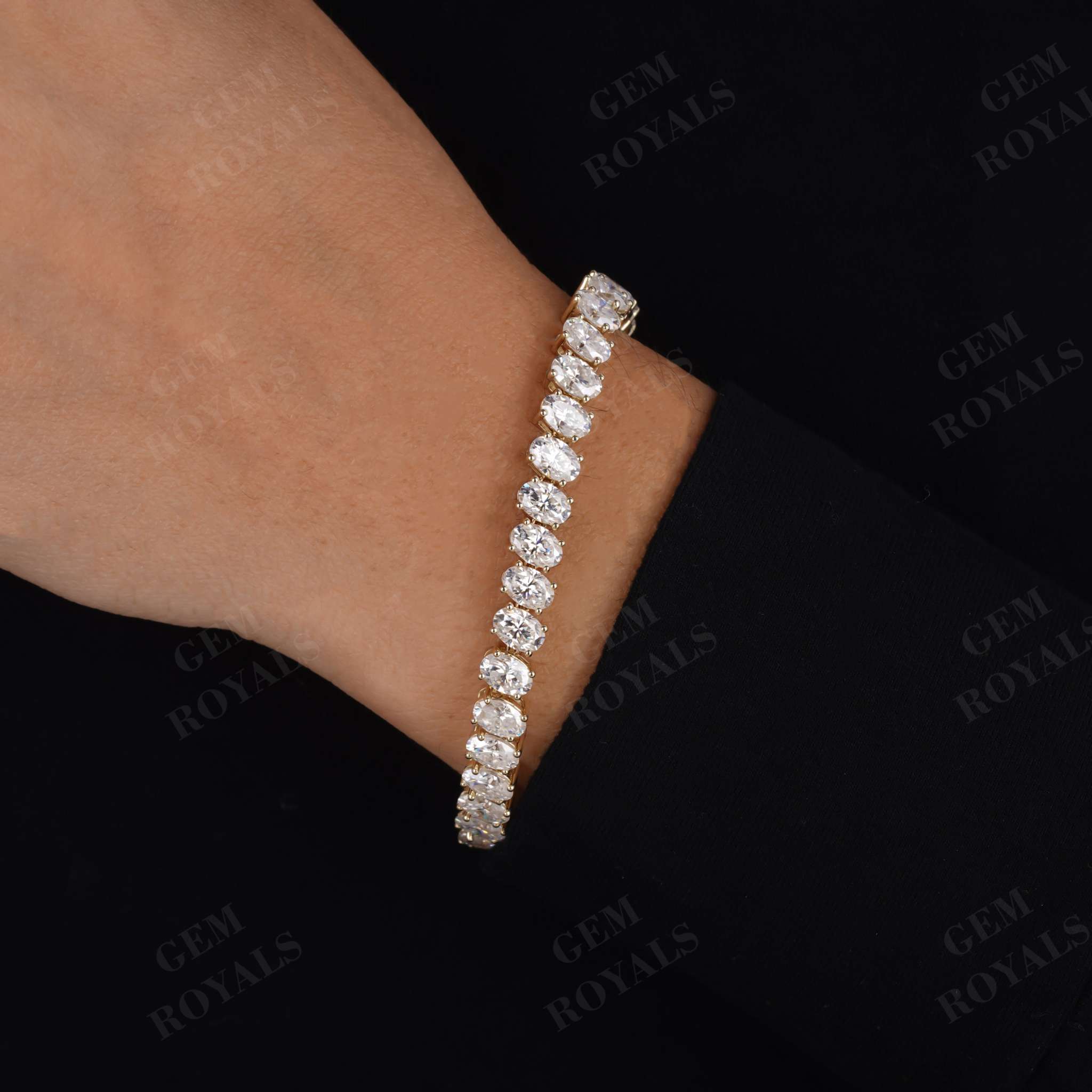 Bridal Style Oval cut Moissanite Tennis Bracelet