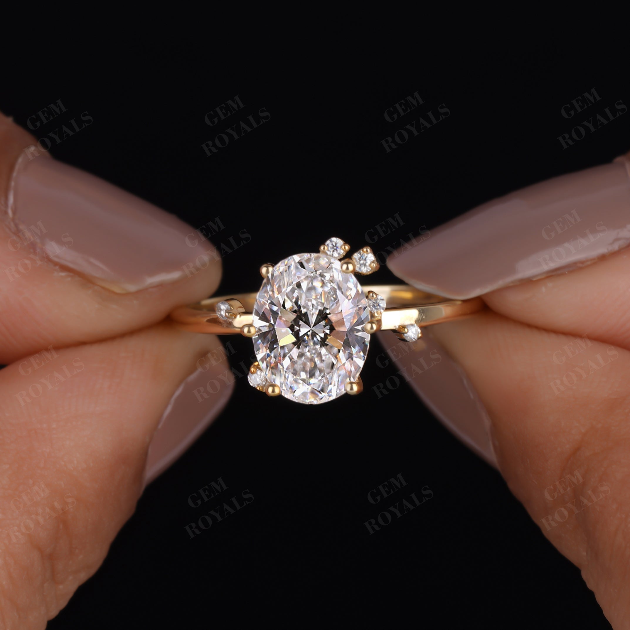 Dainty Oval Cut Lab Grown Diamond Solitaire Engagement Ring