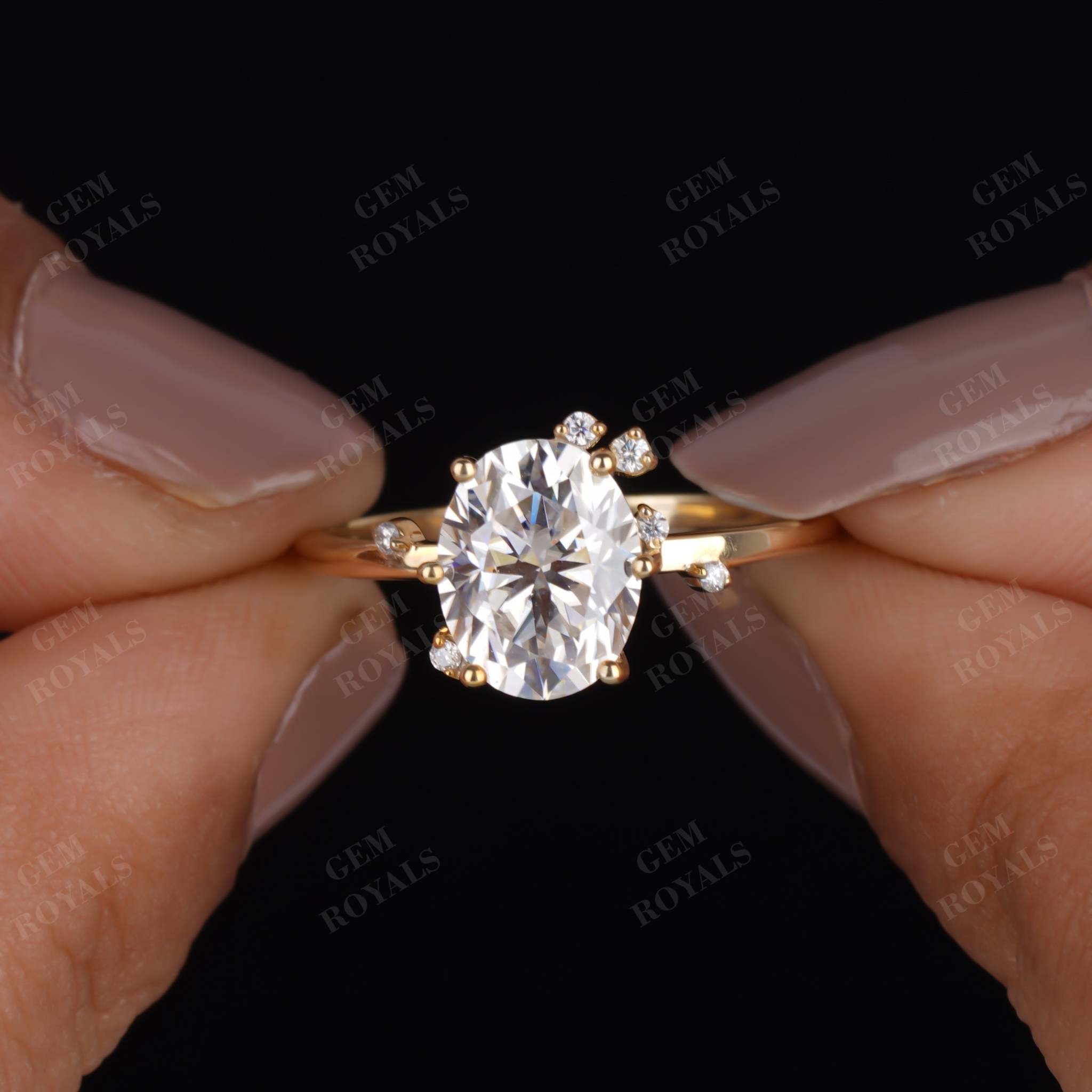 Dainty Oval Cut Moissanite Solitaire Engagement Ring