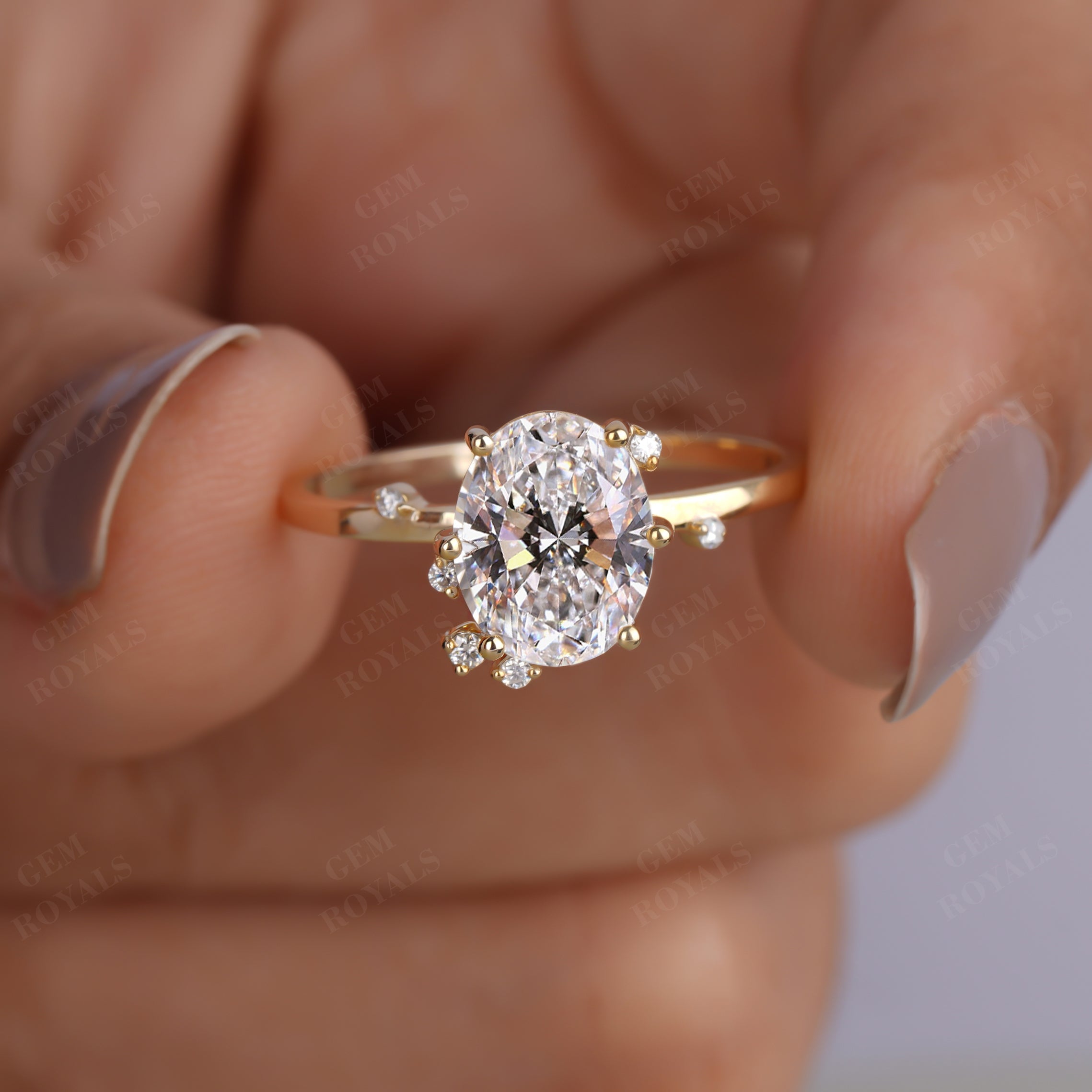 Dainty Oval Cut Lab Grown Diamond Solitaire Engagement Ring