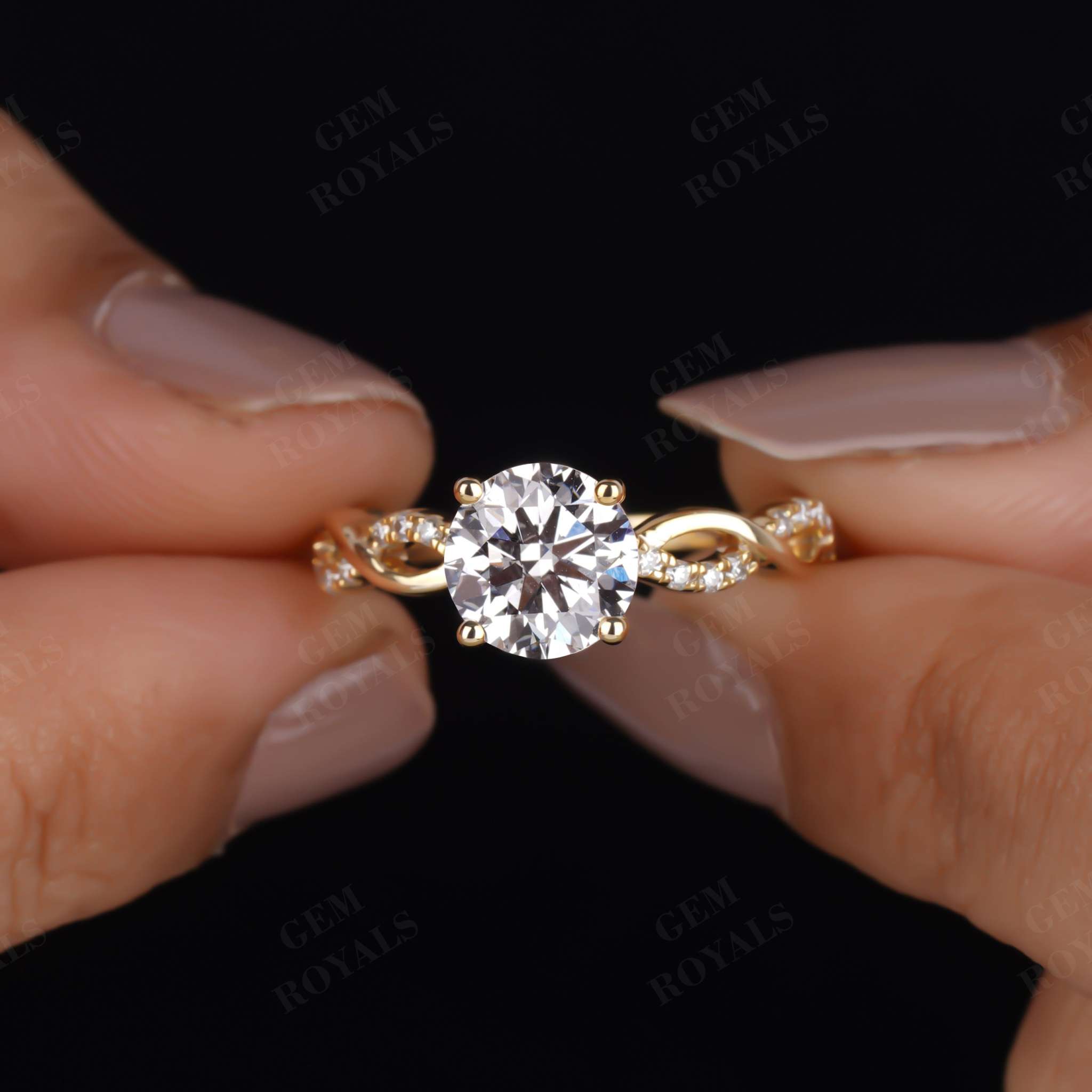 Round Cut Lab Grown Diamond Split Shank Engagement Ring