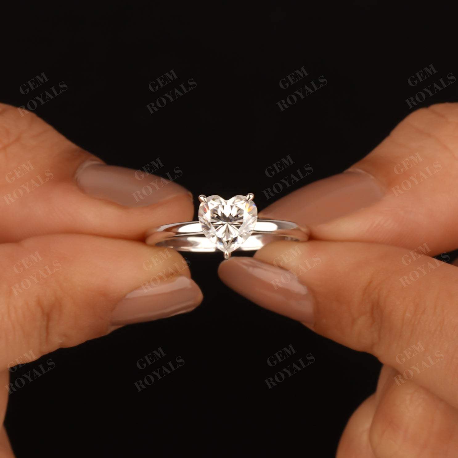 Classic Heart cut Moissanite Solitaire Engagement Ring For Her