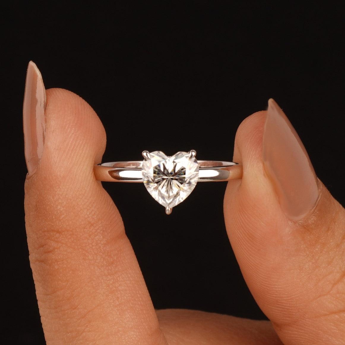 Classic Heart cut Moissanite Solitaire Engagement Ring For Her