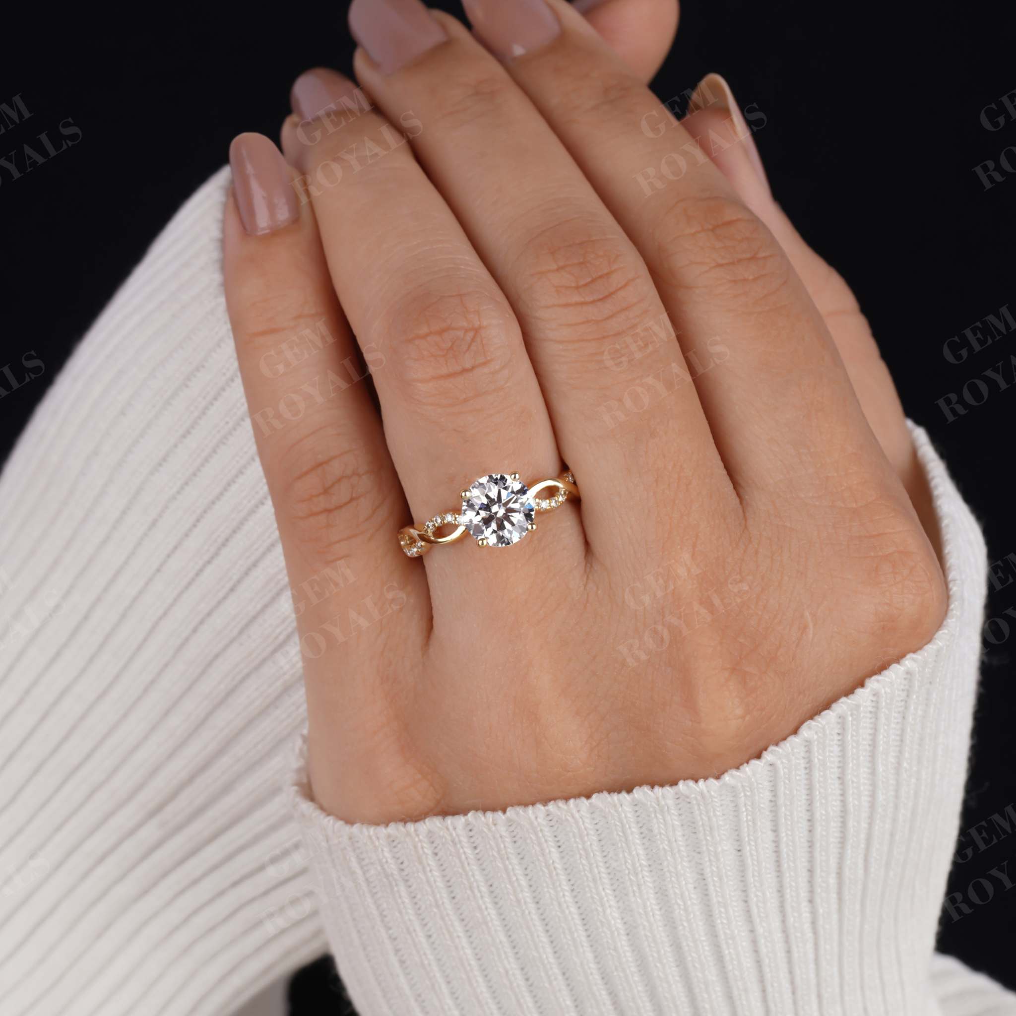 Round Cut Lab Grown Diamond Split Shank Engagement Ring