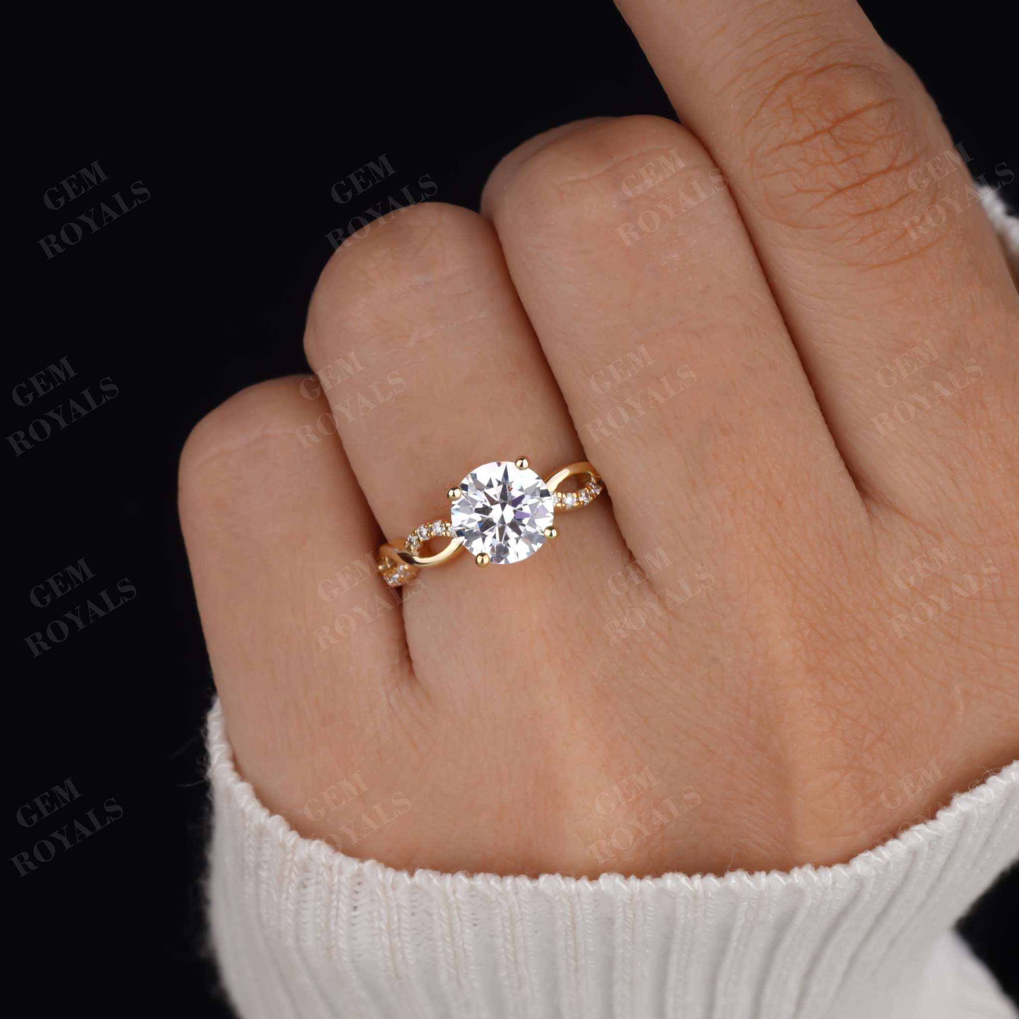 Petite Twisted Vine Round Moissanite Engagement Ring