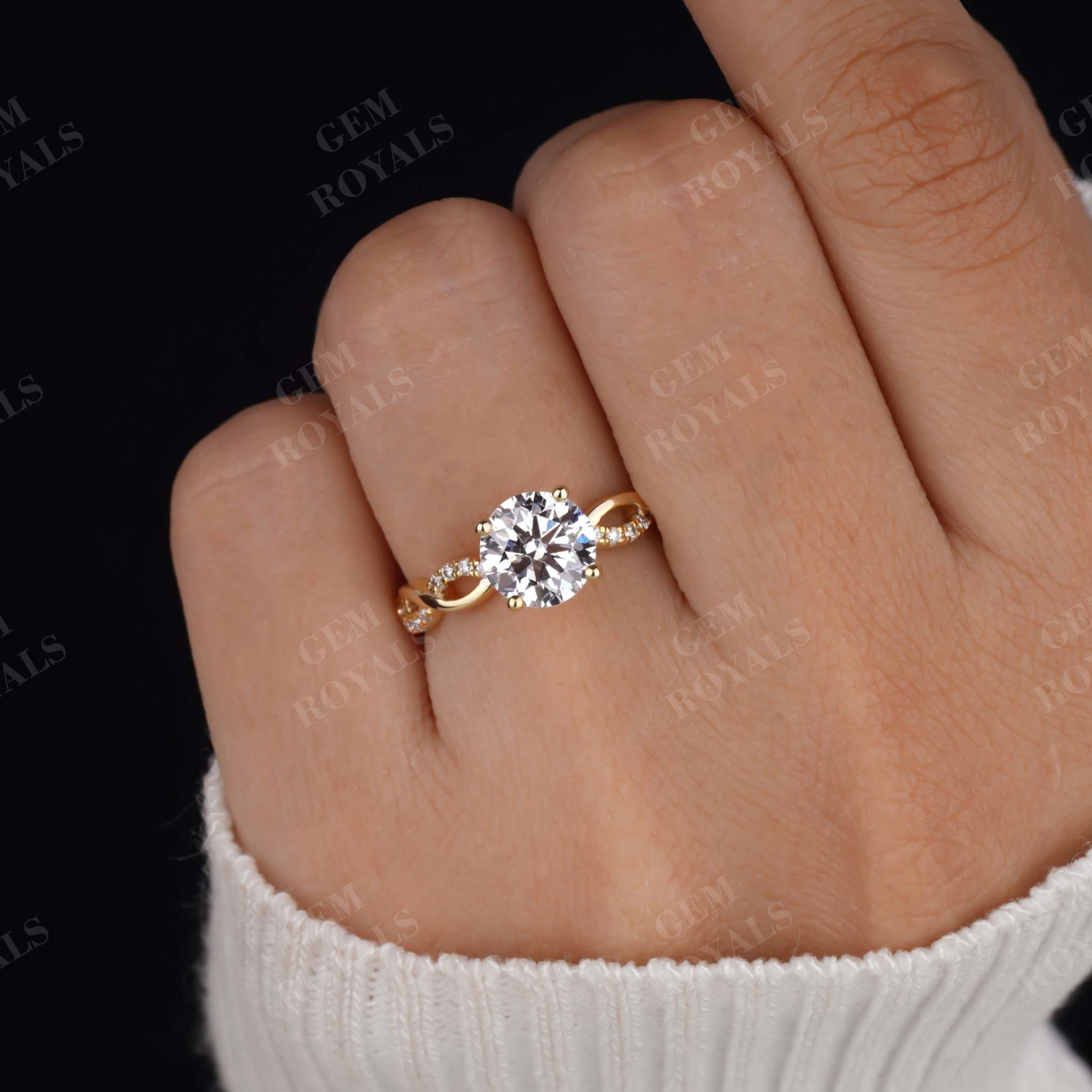 Round Cut Lab Grown Diamond Split Shank Engagement Ring