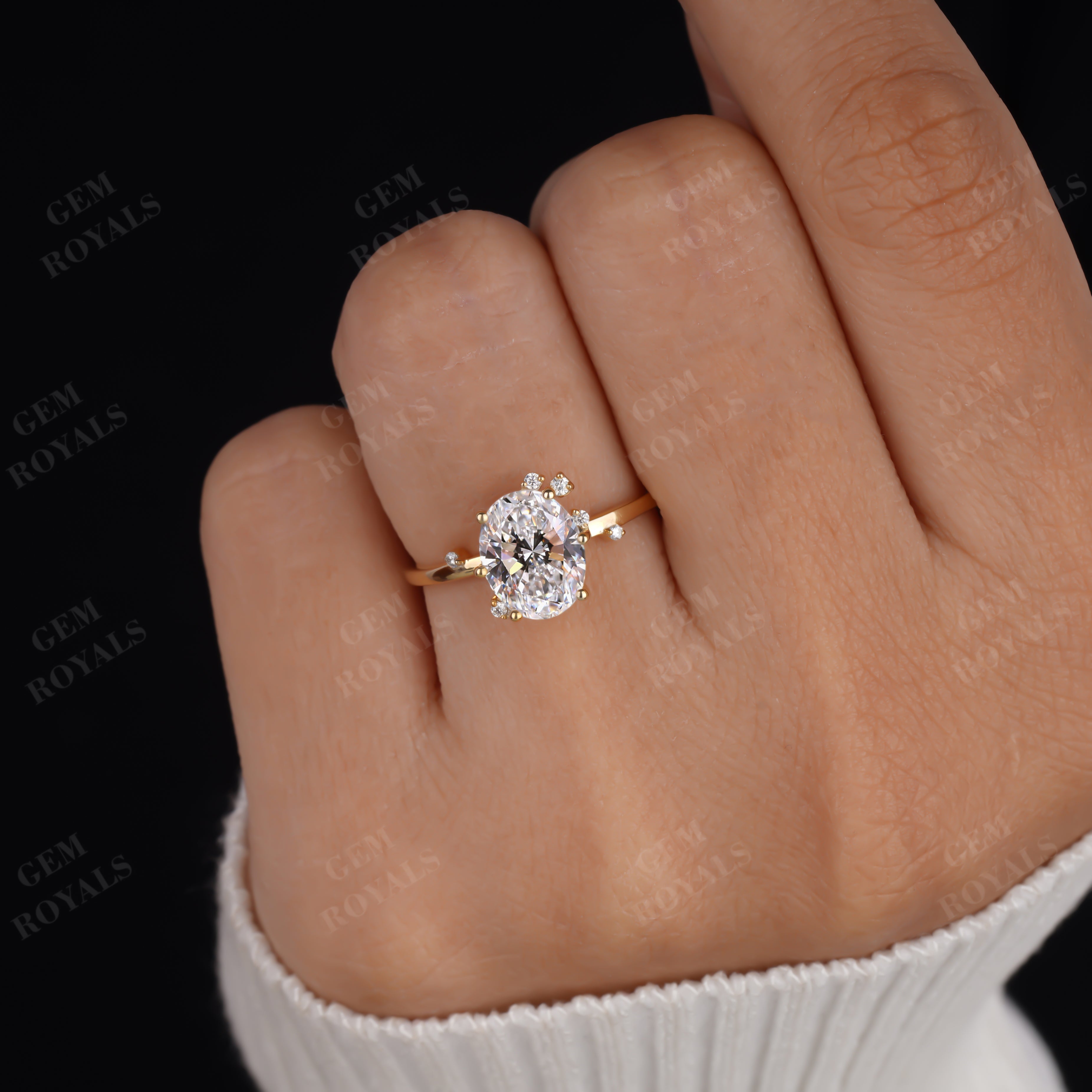 Dainty Oval Cut Lab Grown Diamond Solitaire Engagement Ring