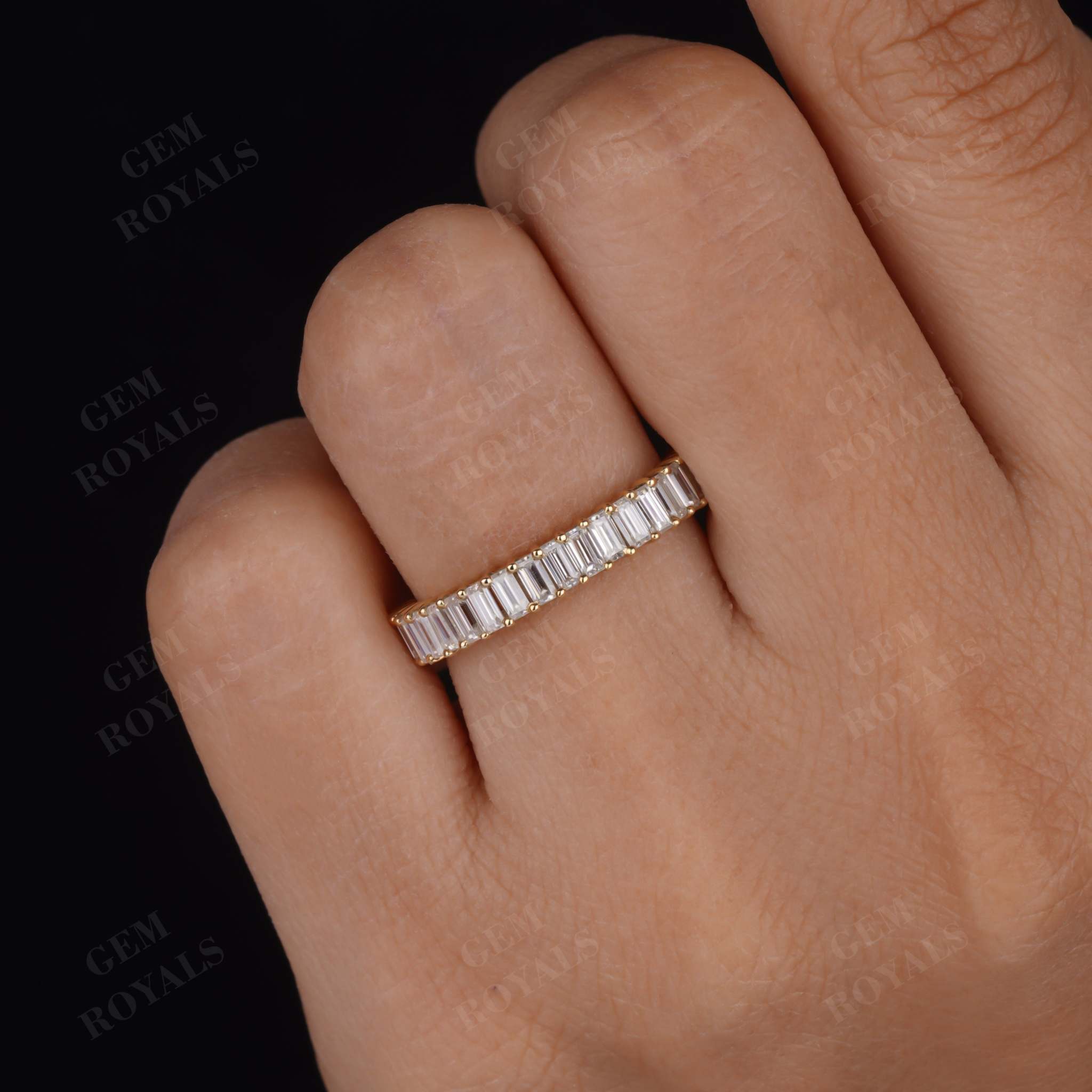 Lab Grown Diamond Baguette Cut Half Eternity Wedding Band