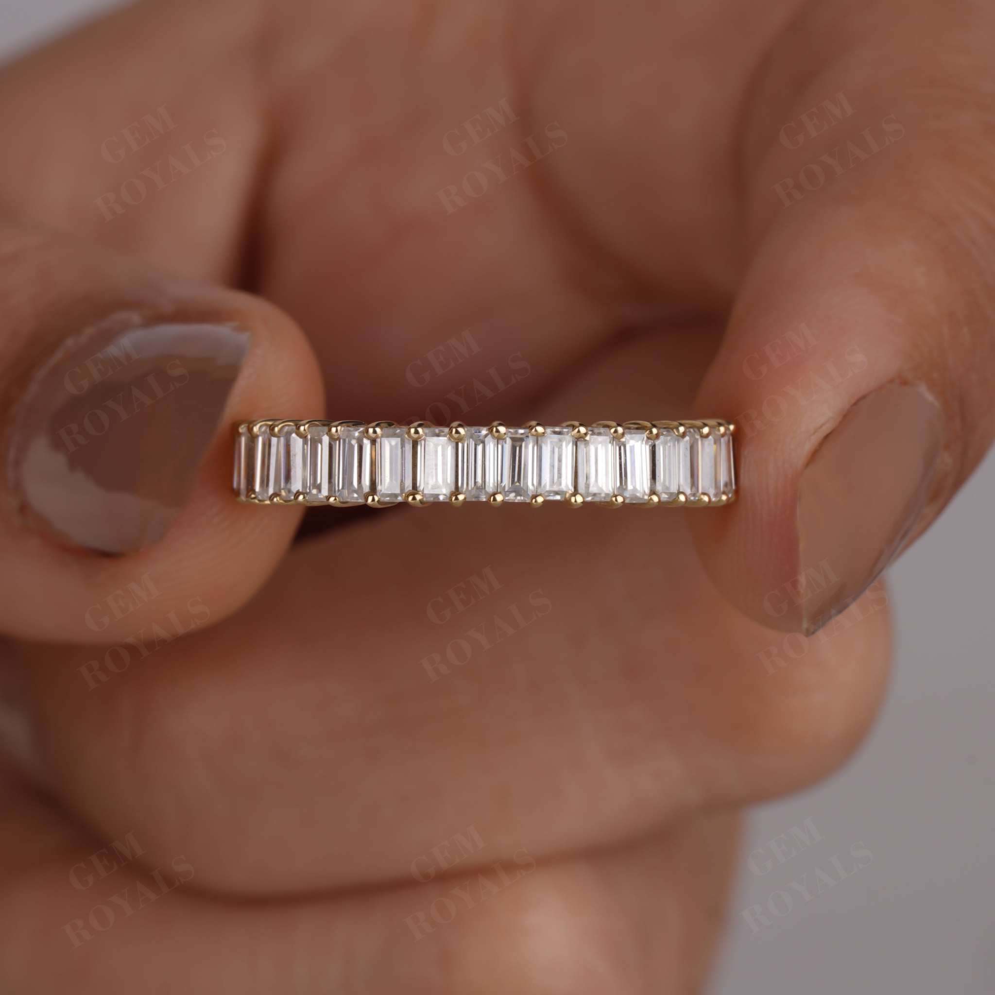 Lab Grown Diamond Baguette Cut Half Eternity Wedding Band