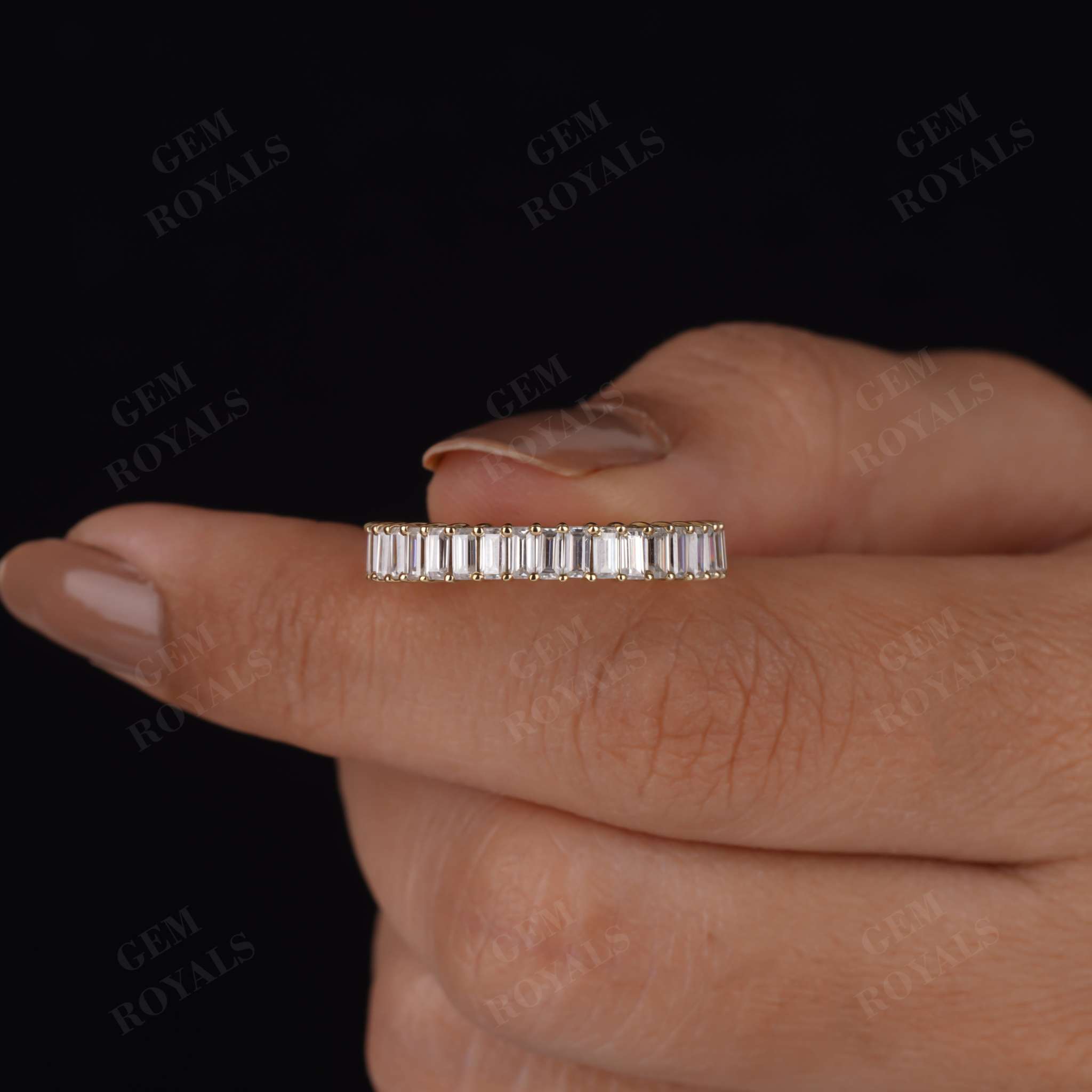 Lab Grown Diamond Baguette Cut Half Eternity Wedding Band