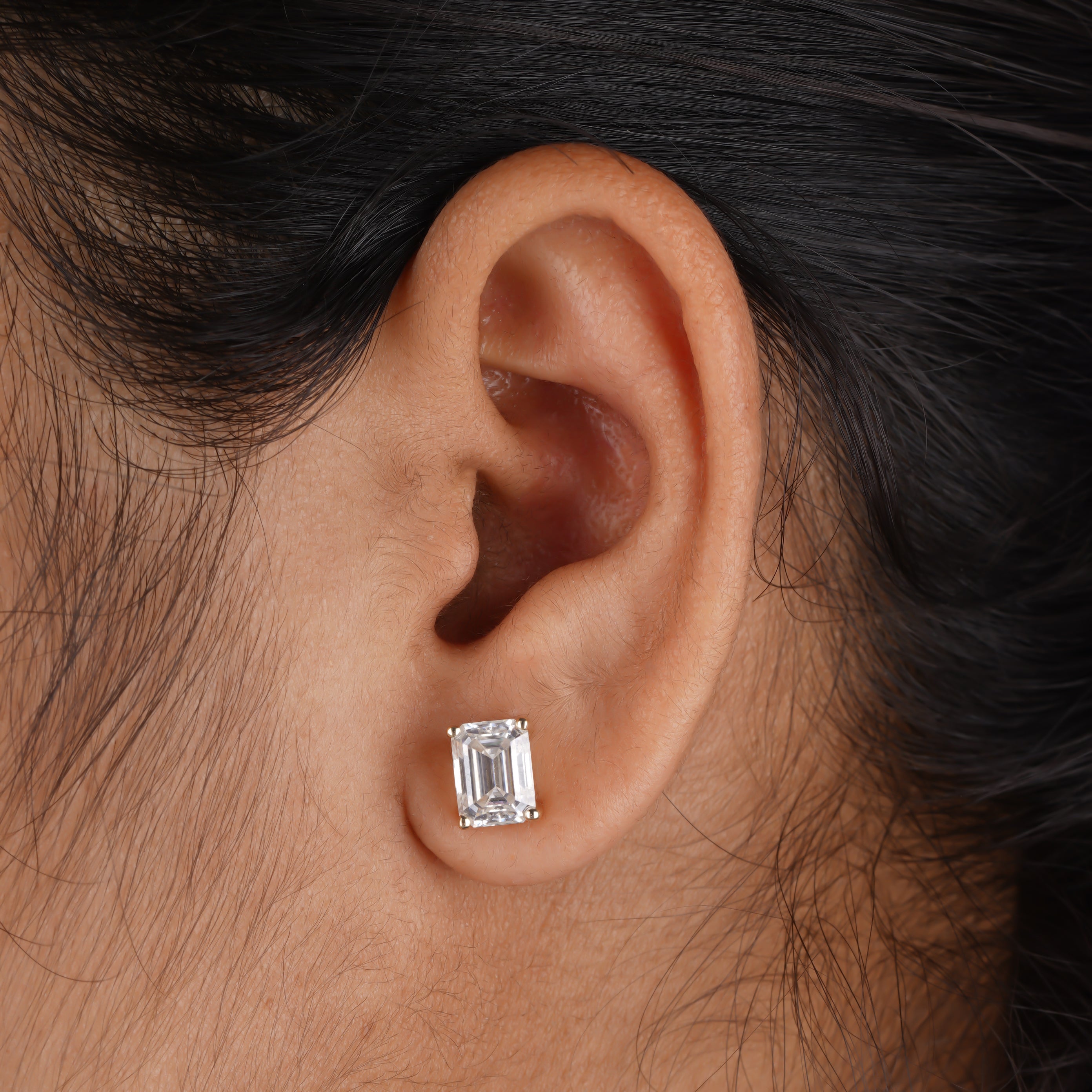 Emerald Cut Moissanite Solitaire Stud Earrings First