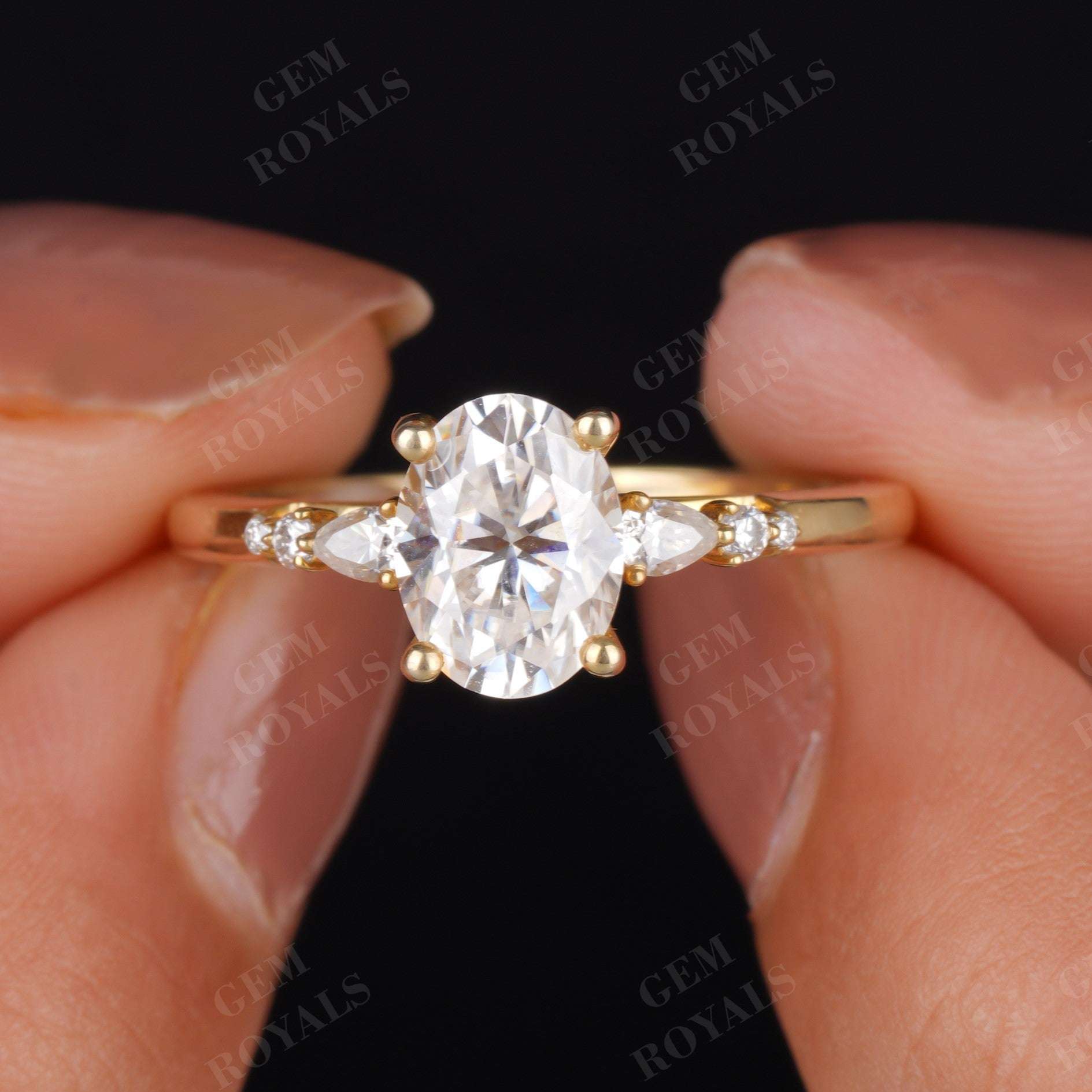 Vintage Oval Moissanite Pave Engagement ring