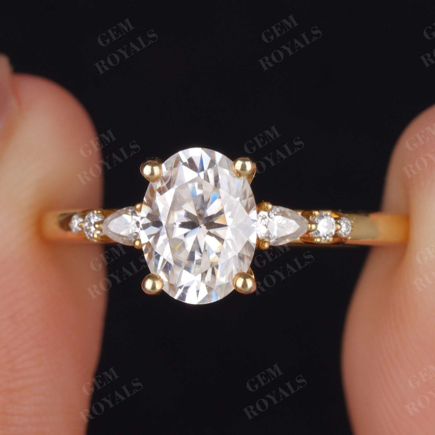 Vintage Oval Moissanite Pave Engagement ring