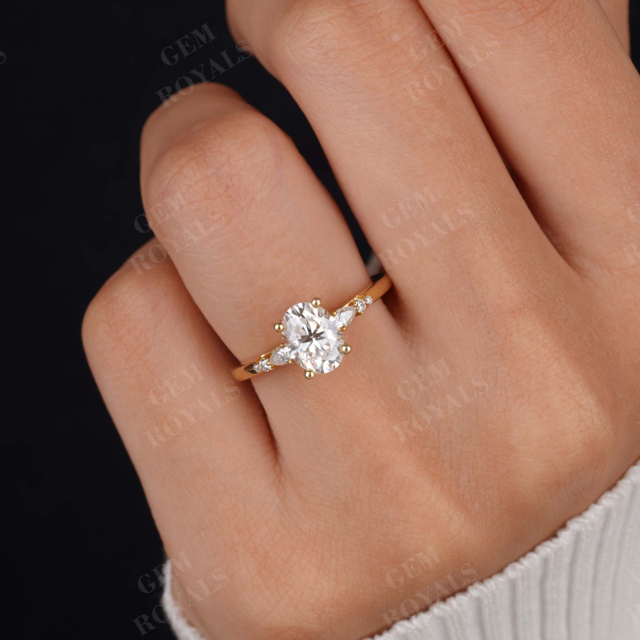 Vintage Oval Moissanite Pave Engagement ring