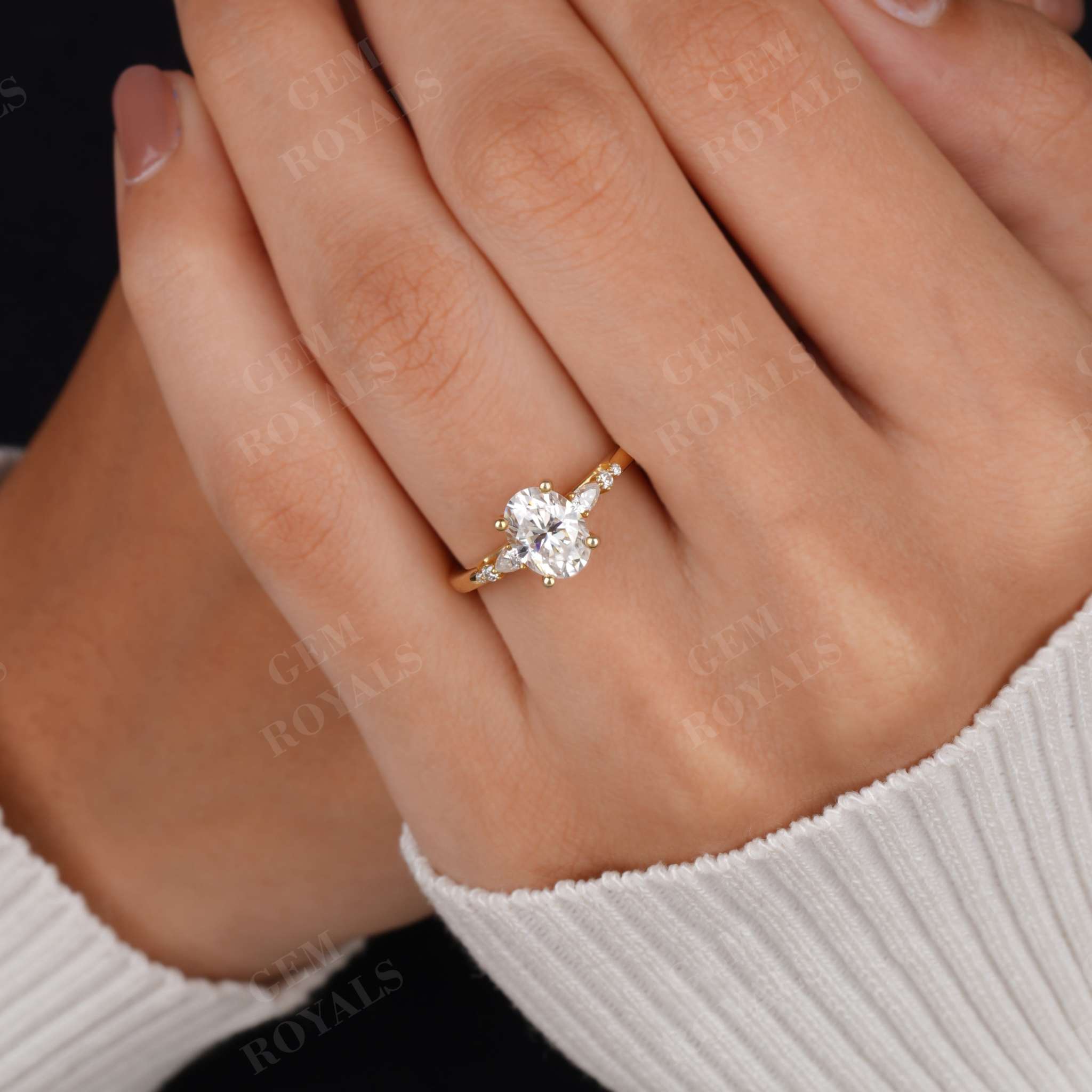 Vintage Oval Moissanite Pave Engagement ring