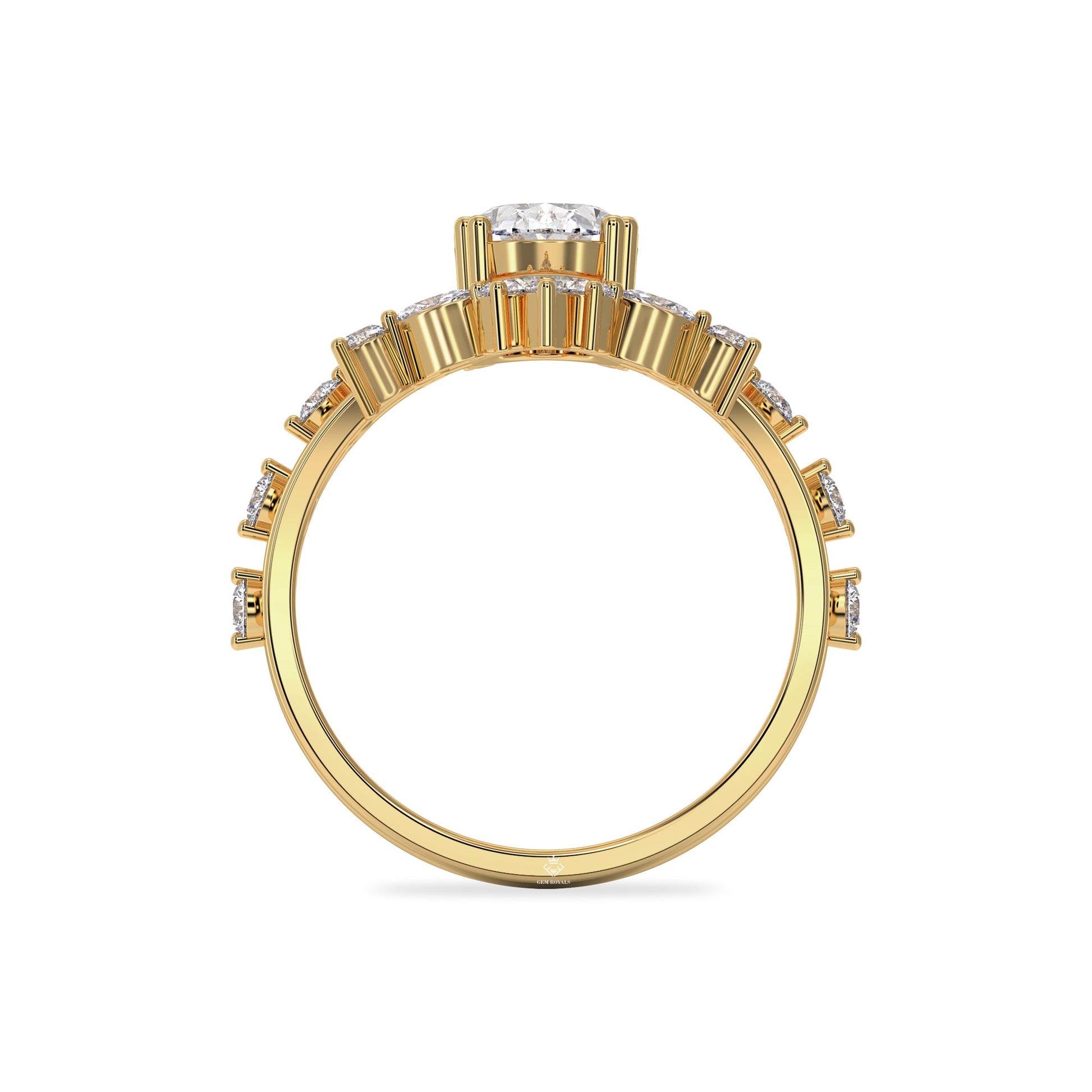 1.50 Carat Oval Diamond Vintage 14K Gold Engagement Ring Set For Women