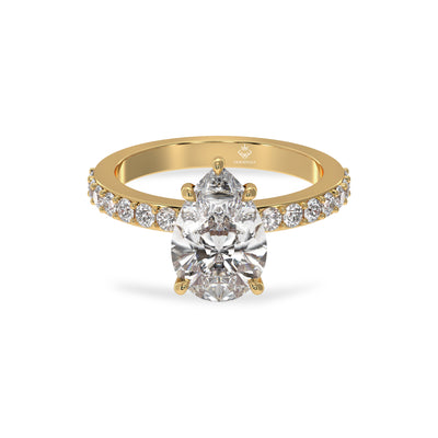 3 Carat Pear Diamond Halo Rose Gold Engagement Ring For Her