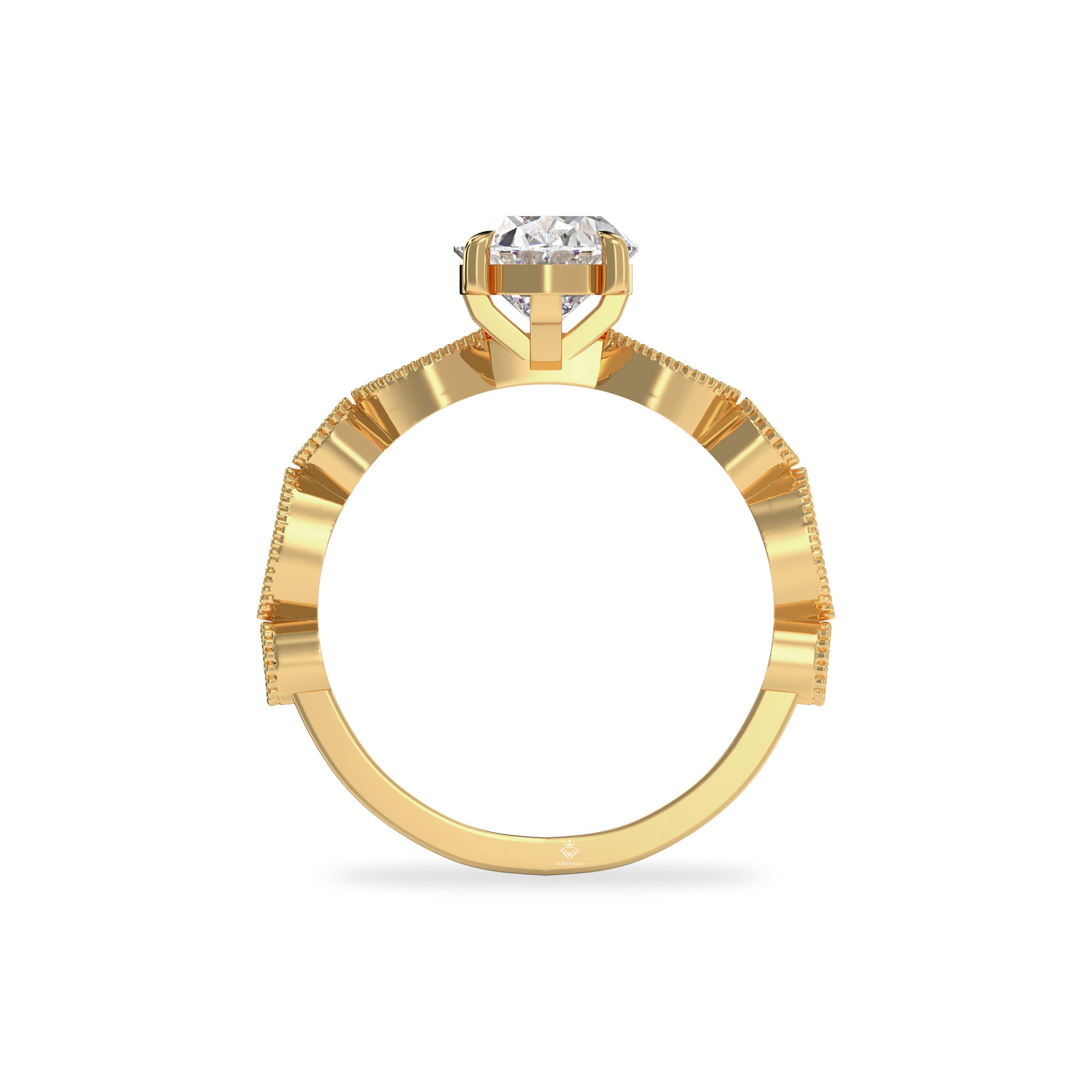 2.00 Carat Oval Diamond Vintage 18K Gold Engagement Ring For Women