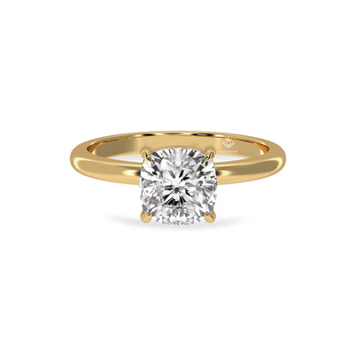 1.50 Carat Cushion Cut Diamond Solitaire 14K Gold Promise Ring For Her