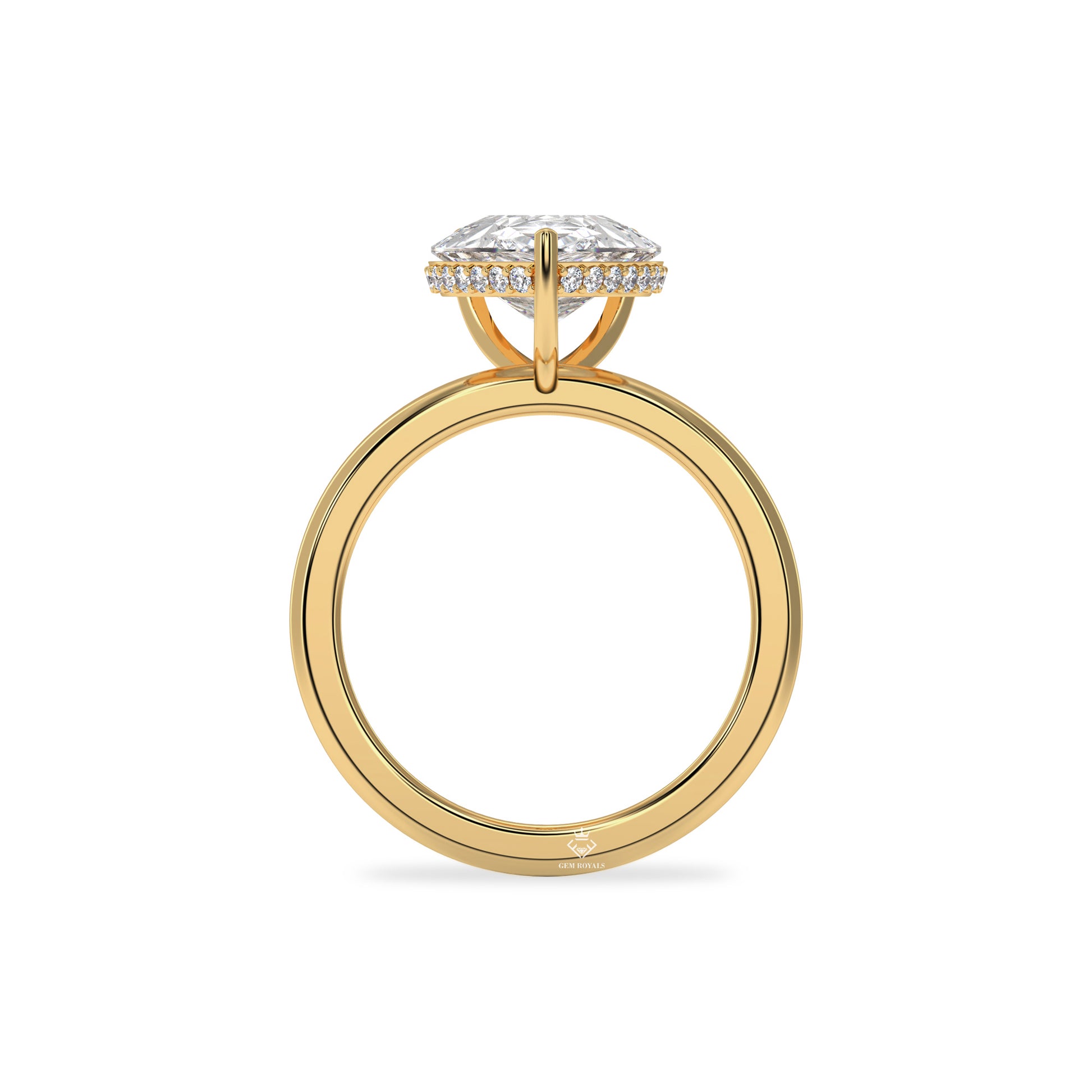 3.50 Carat Pear Shaped Diamond Hidden Halo 10K White Gold Engagement Ring For Her