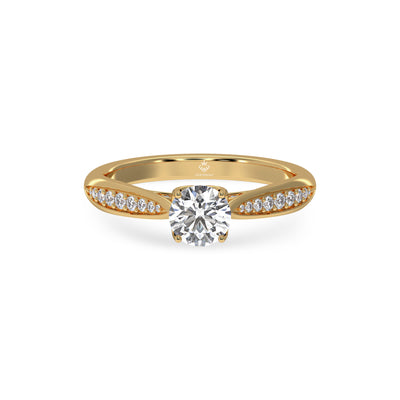 0.97 Carat Round Diamond Solitaire 14K Gold Engagement Ring For Her