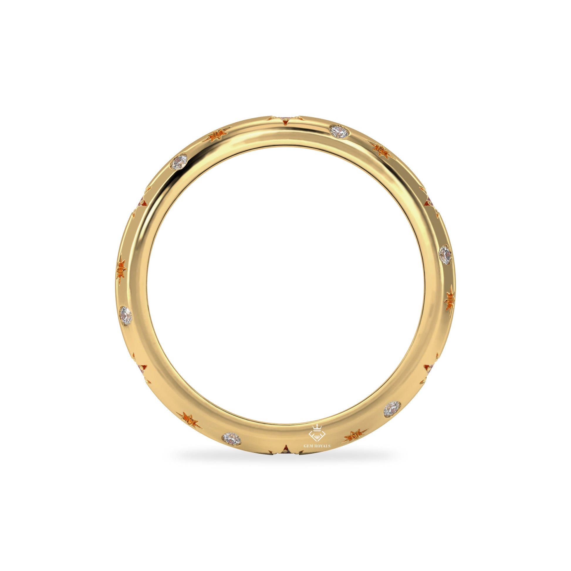 0.23 Carat Round Diamond Starburst Eternity 14K White Gold Wedding Band For Her