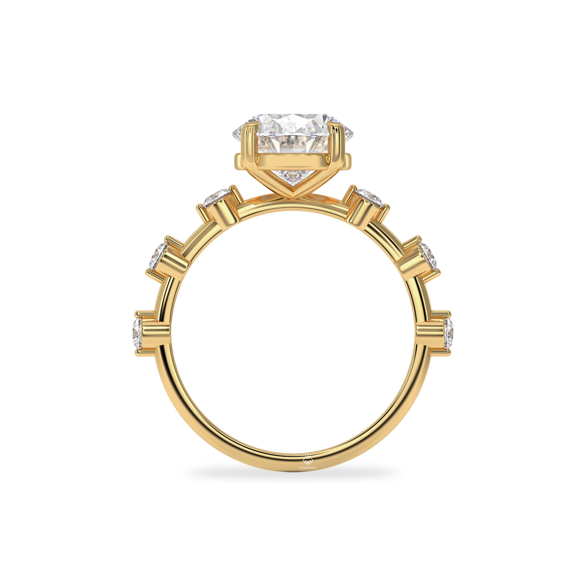 3 Carat Oval And Round Diamond Solitaire 10K Gold Engagement Ring For Her