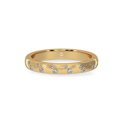 0.16 Carat Round Diamond Flush Set Half Eternity 14K Gold Wedding Band For Women