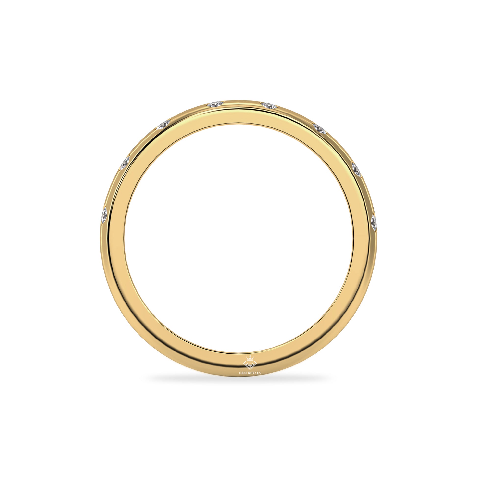 0.16 Carat Round Diamond Half Eternity 14K Gold Wedding Band For Women