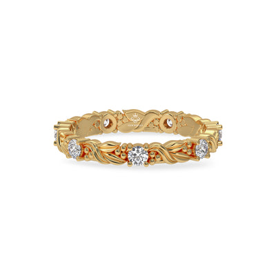 0.49 Carat Round Diamond Vintage Eternity 14K Gold Wedding Band For Women