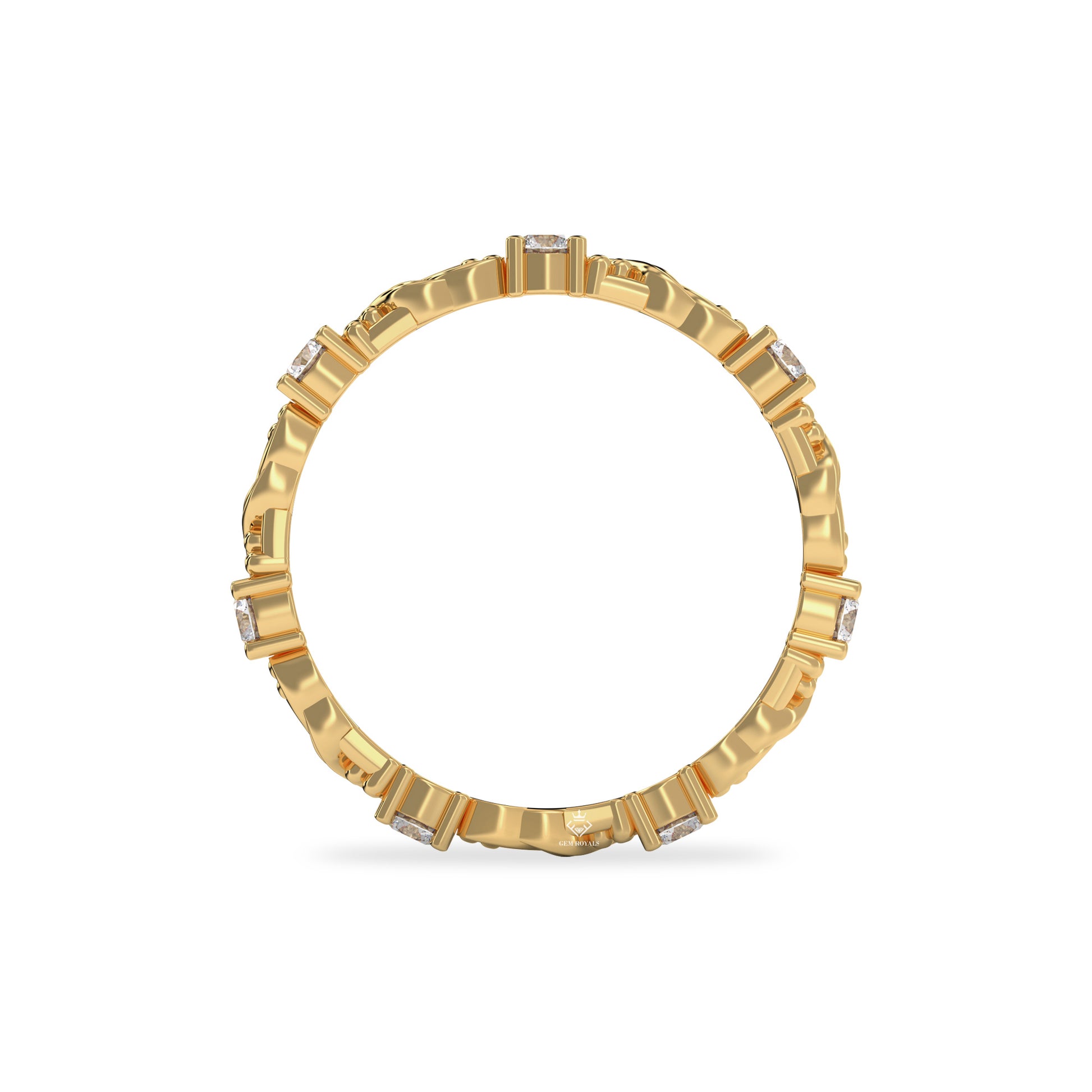 0.49 Carat Round Diamond Vintage Eternity 14K Gold Wedding Band For Women