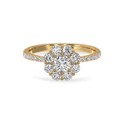 1.70 Carat Round Diamond Vintage Floral Halo 14K White Gold Promise Ring For Women