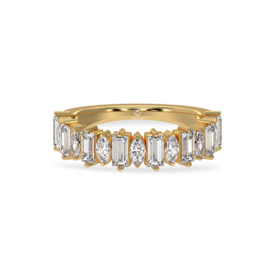 1.60 Carat Baguette And Marquise Diamond Half Eternity 14K Gold Wedding Band For Women