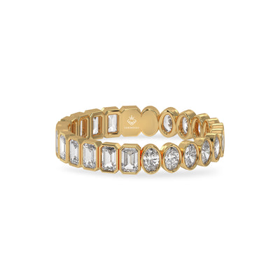 1.92 Carat Oval and Emerald Cut Diamond Eternity 18K Gold Wedding Band For Women