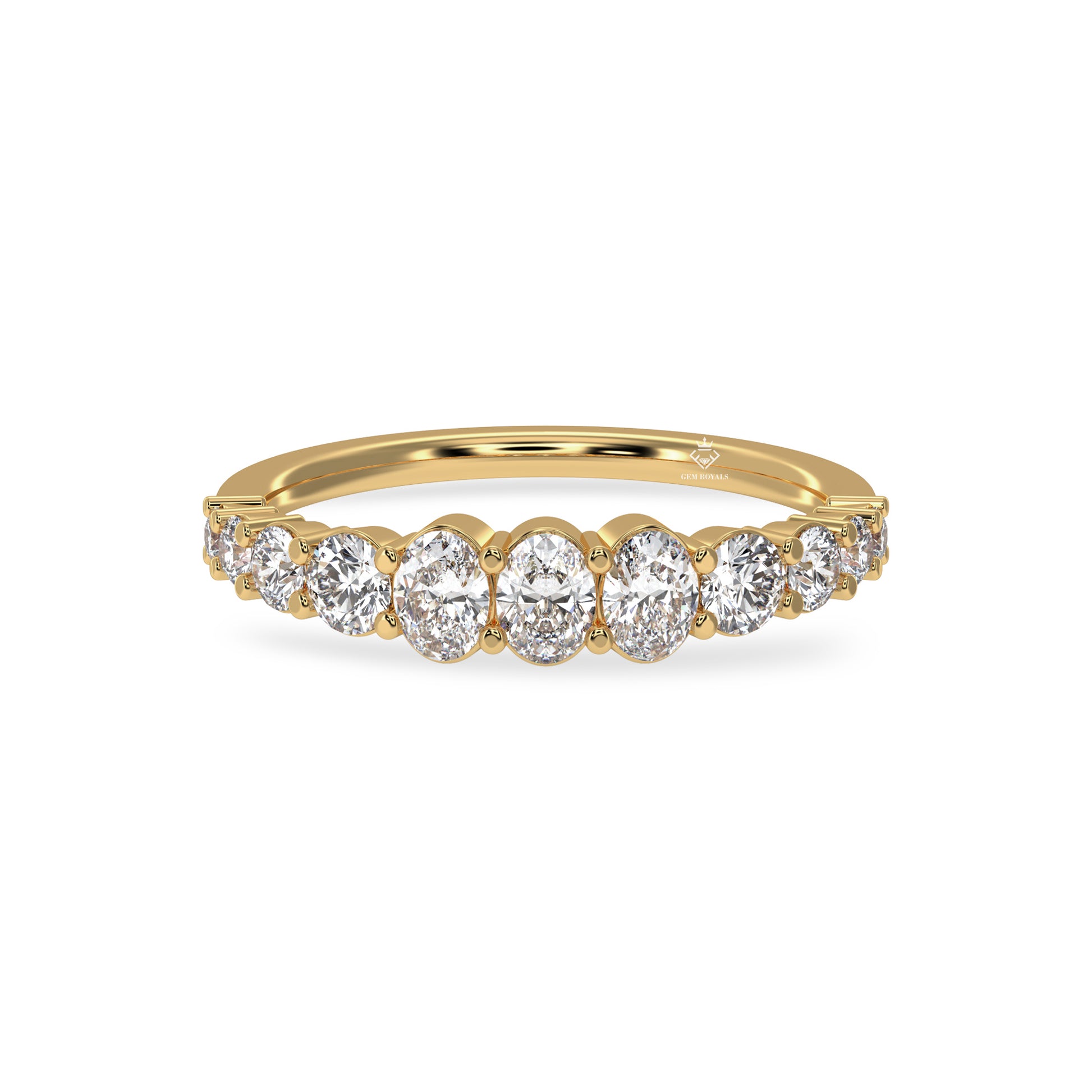 oval and round diamond band
