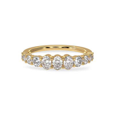 0.98 Carat Oval and Round Diamond Half Eternity 10K White Gold Wedding Band For Her