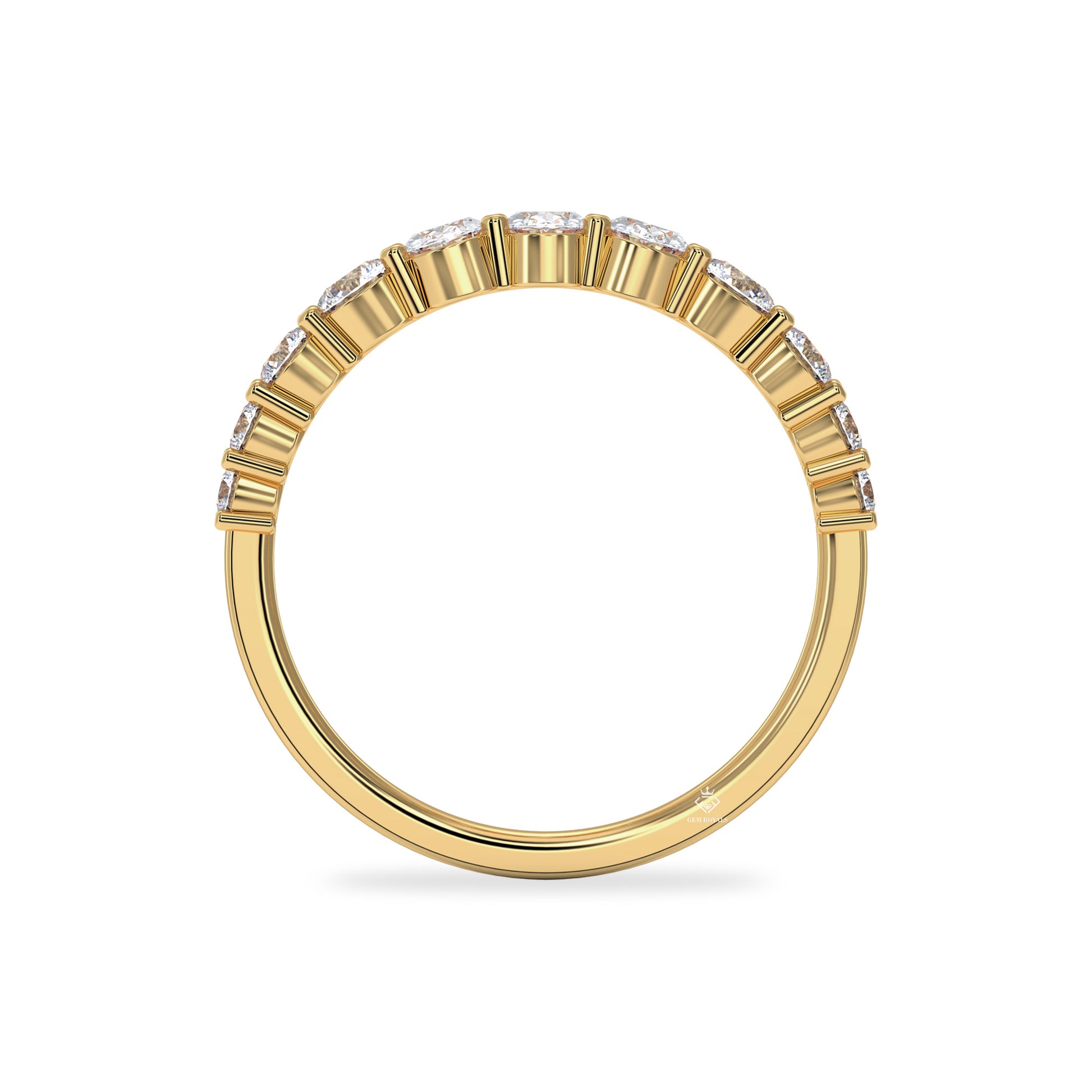 0.98 Carat Oval and Round Diamond Half Eternity 10K White Gold Wedding Band For Her