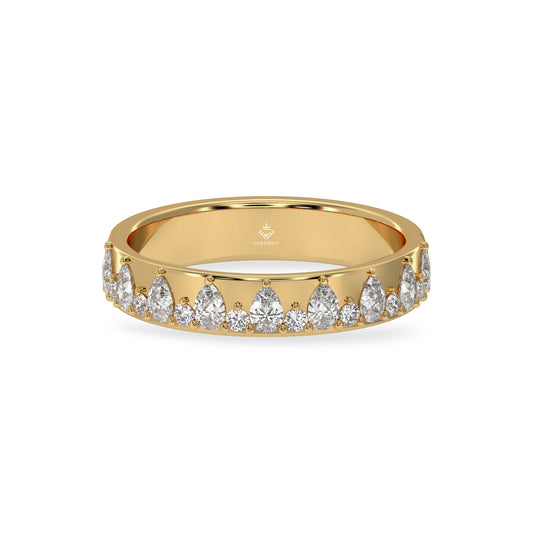 pear and round diamond band
