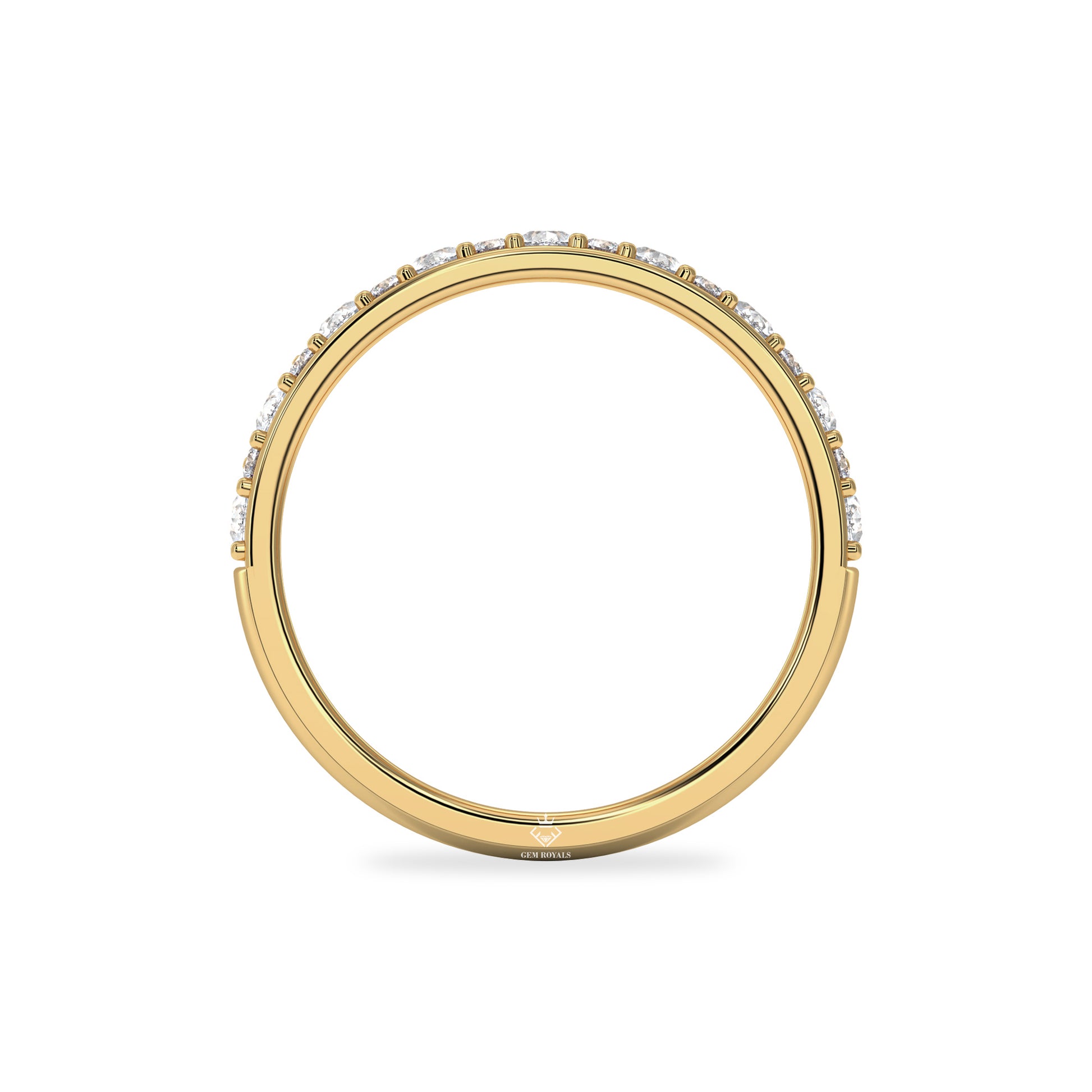 0.73 Carat Pear And Round Diamond Half Eternity 10K Gold Wedding Band For Women