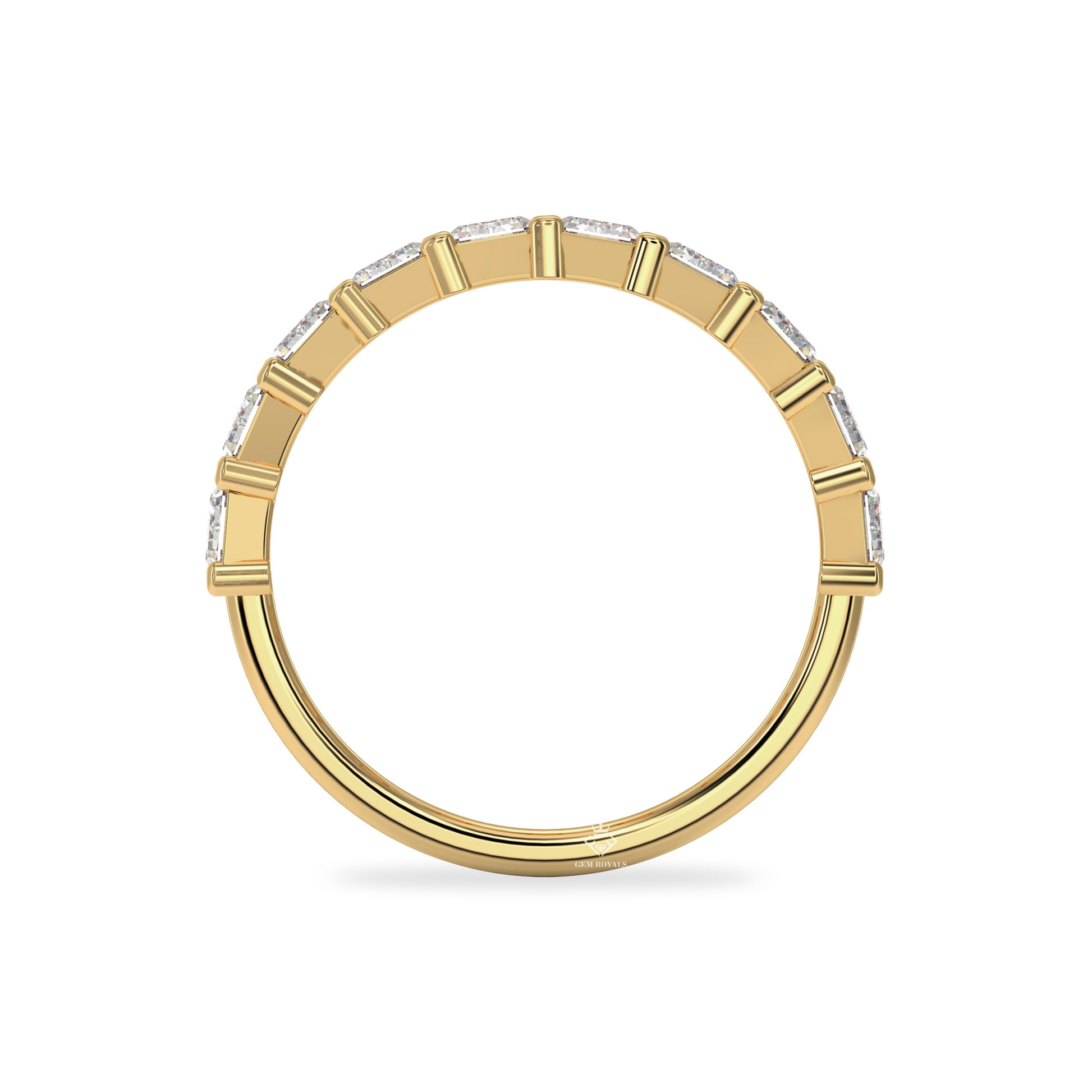 3.20 Carat Emerald Cut Diamond Half Eternity 10K Rose Gold Wedding Band For Women