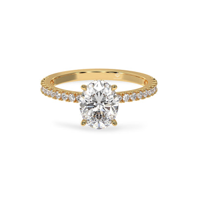 2.03 Carat Oval Diamond Hidden Halo Pave 14K Gold Engagement Ring For Women