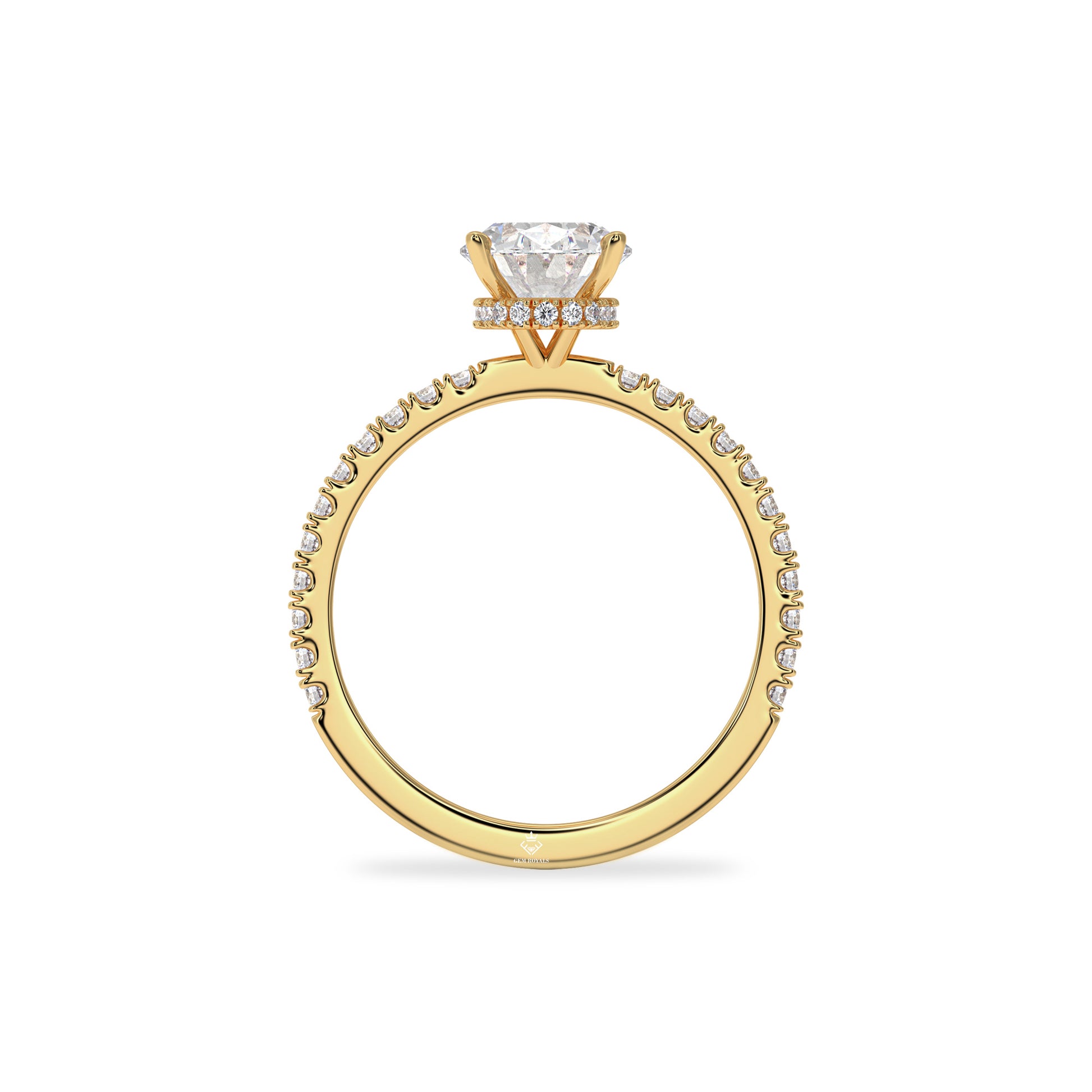 2.03 Carat Oval Diamond Pave 14K Gold Engagement Ring For Women