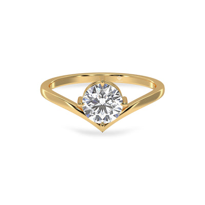 1 Carat Round Diamond Solitaire Yellow Gold Engagement Ring For Her