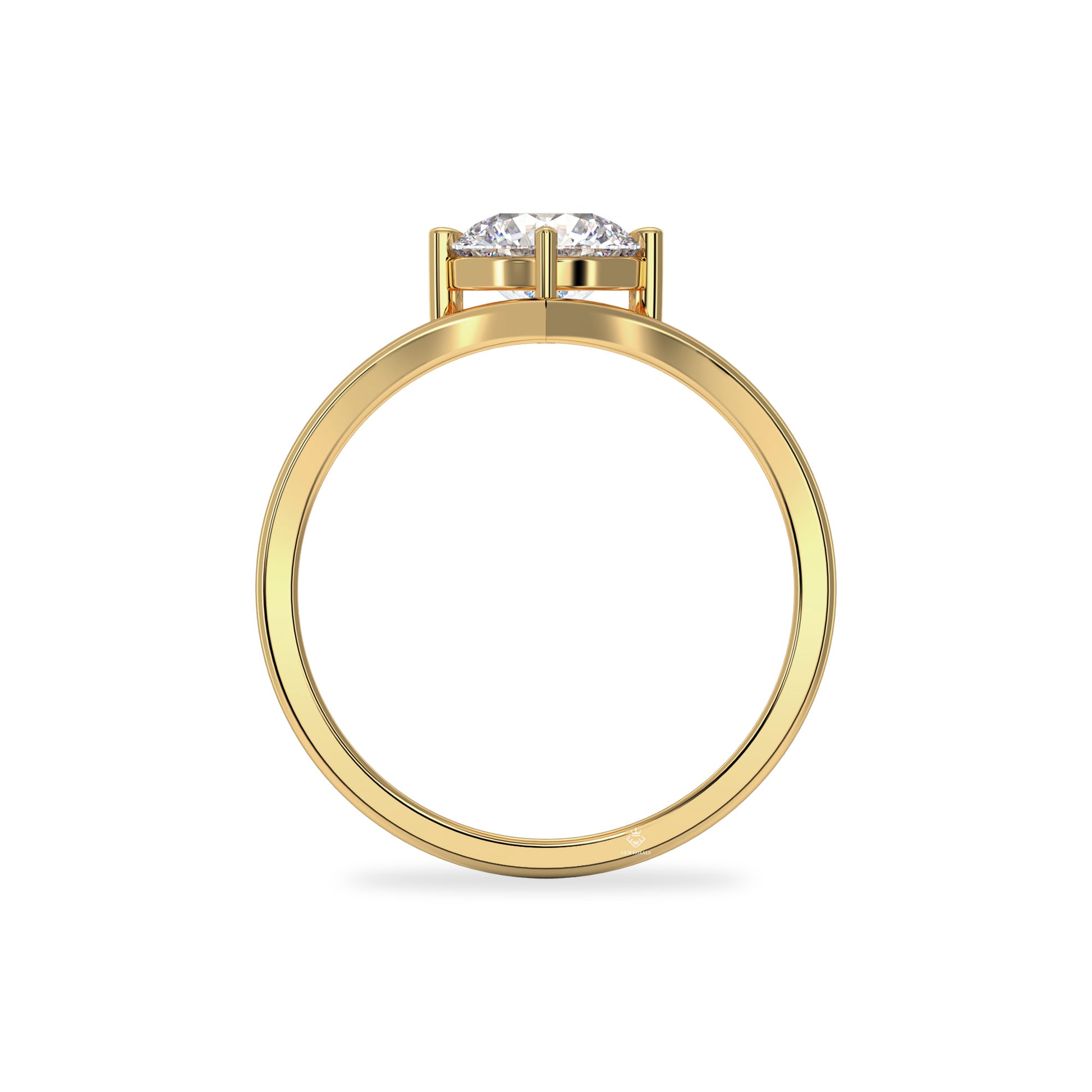 1 Carat Round Diamond Solitaire Yellow Gold Engagement Ring For Her