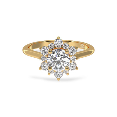 1.60 Carat Round Diamond Halo 14K Gold Engagement Ring For Women