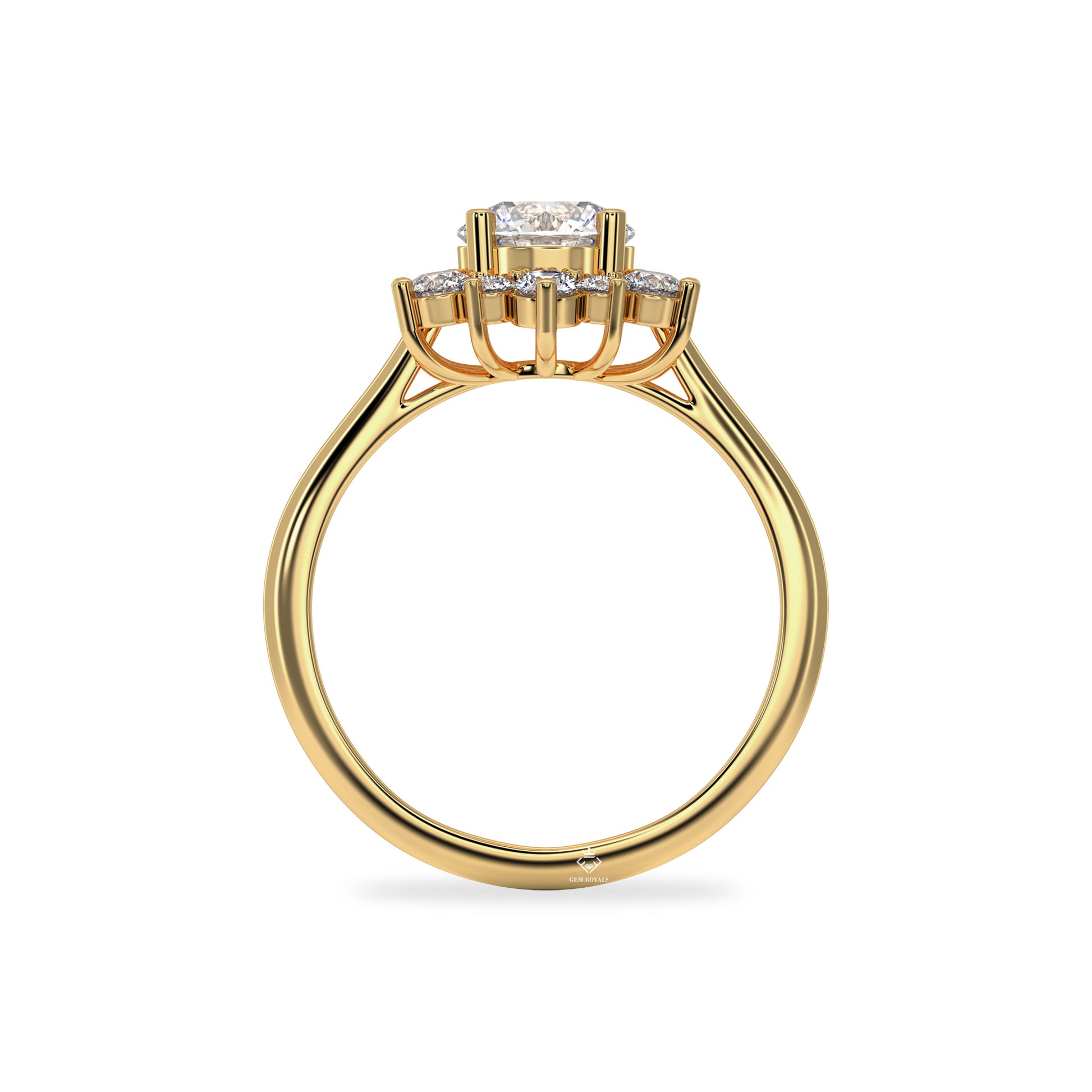 1.60 Carat Round Diamond Halo 14K Gold Engagement Ring For Women