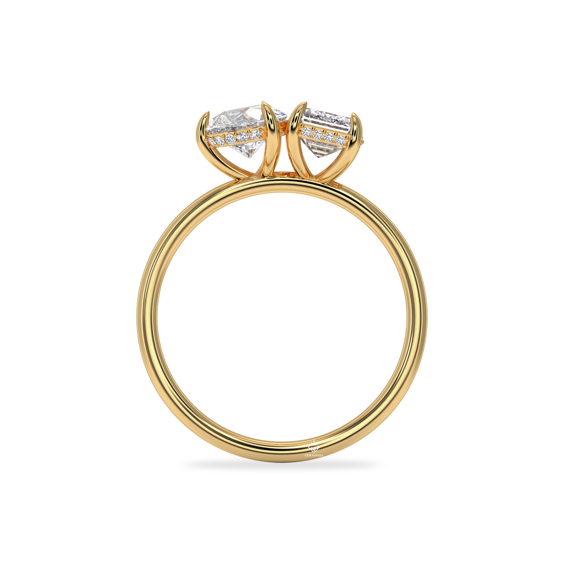 2.23 Carat Emerald Cut And Pear Shaped Diamond Toi Et Moi 14K White Gold Engagement Ring For Women