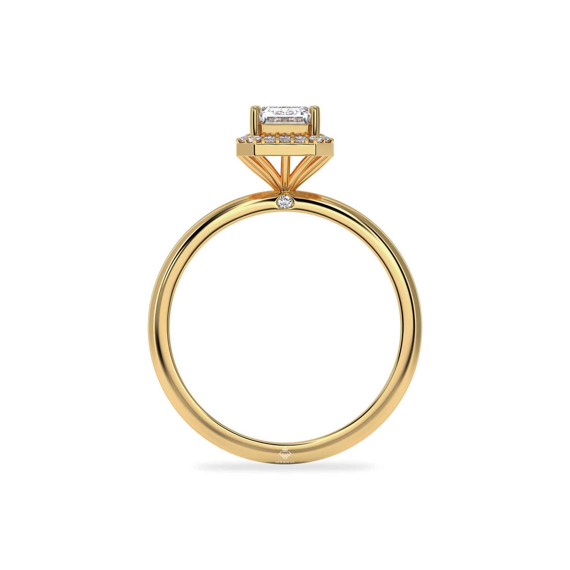 1.33 Carat Emerald Cut Diamond Halo 10K Gold Engagement Ring For Women