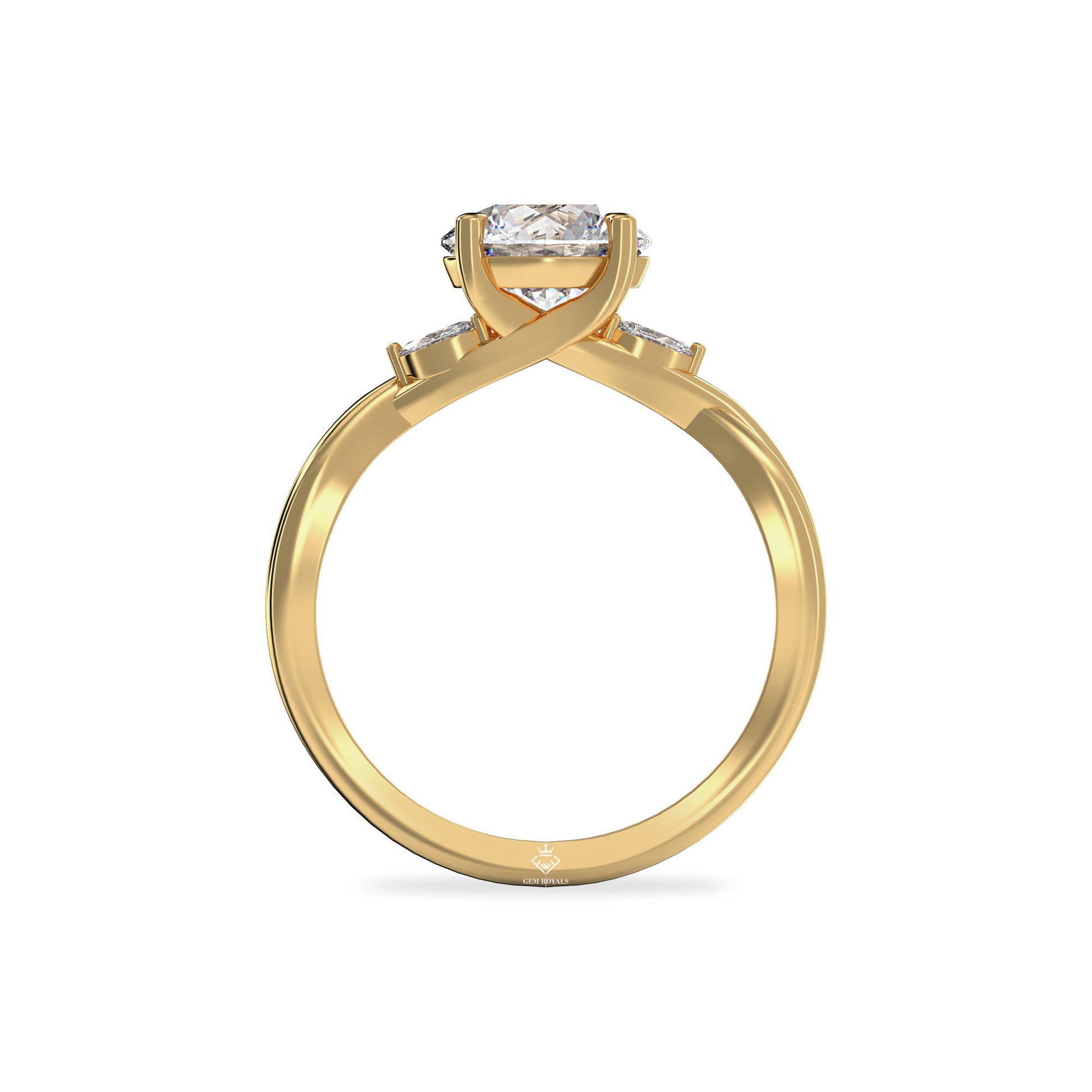 1.31 Carat Round And Marquise Diamond Criss Cross Vintage 14K Gold Engagement Ring For Her