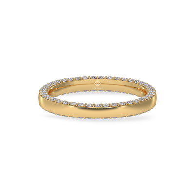 0.82 Carat Round Diamond Pave Eternity 14K Gold Wedding Band For Women